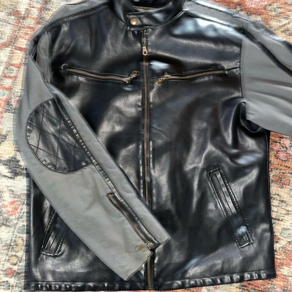 Machine faux leather moto jacket large